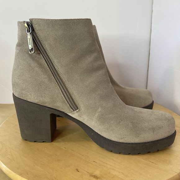 Blondo B6820 MSH Suede Chunky Heel Zipper Ankle Booties Waterproof Womens Sz 10 - Picture 6 of 12